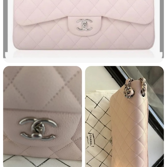 NWT Chanel Classic JUMBO LIGHT PINK Caviar Double Flap Bag Silver HW - Picture 12 of 16